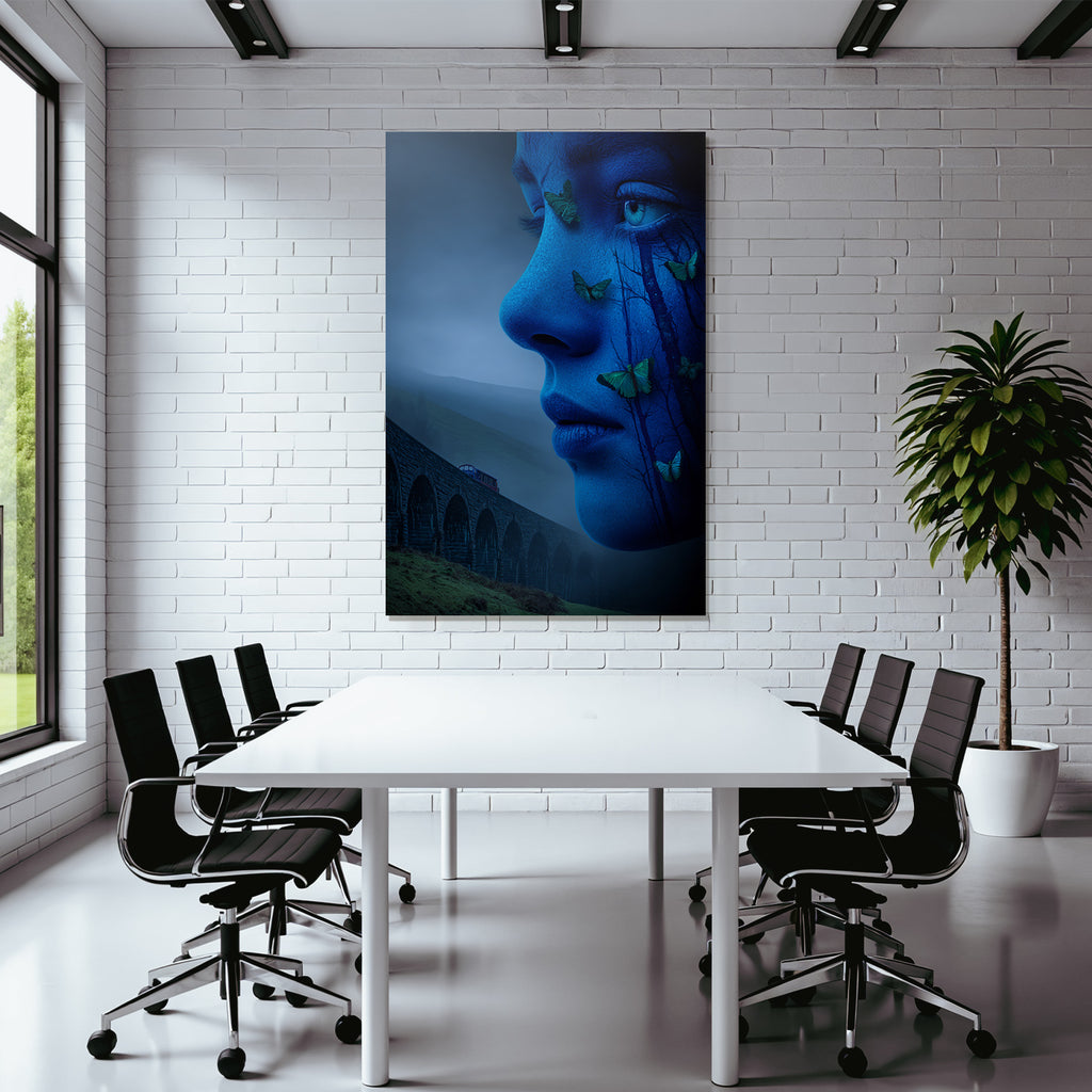 Woman with Blue Face Butterflies Tree Designs Viaduct Transformation