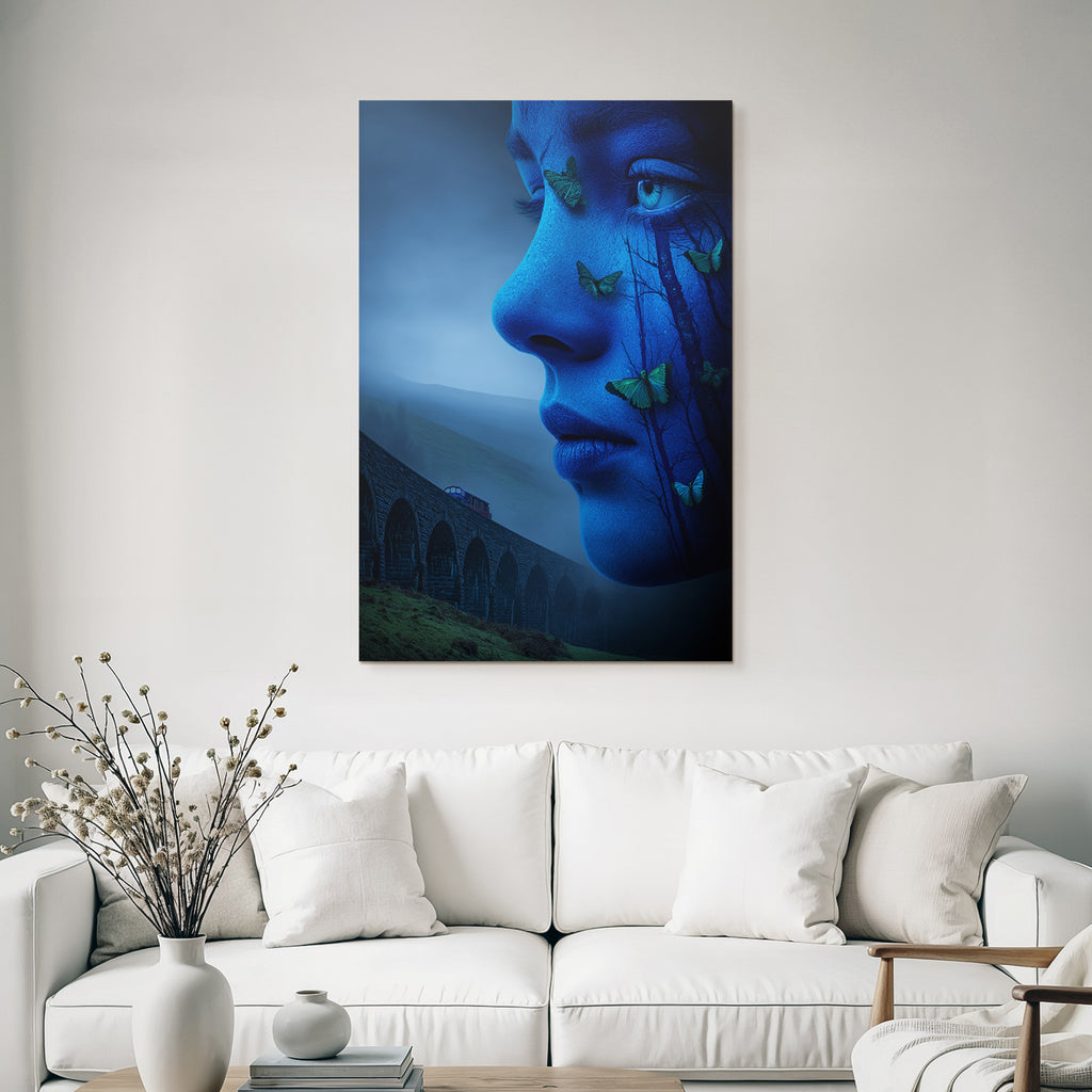 Woman with Blue Face Butterflies Tree Designs Viaduct Transformation