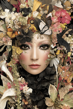 Frau Mit Blumen Und Schmetterlingen Harmonie Von Menschen Und Natur | Digital Art | Kunstgattungen