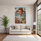 Frau Mit Brille Vintage Auto Blumen Und Butterflies