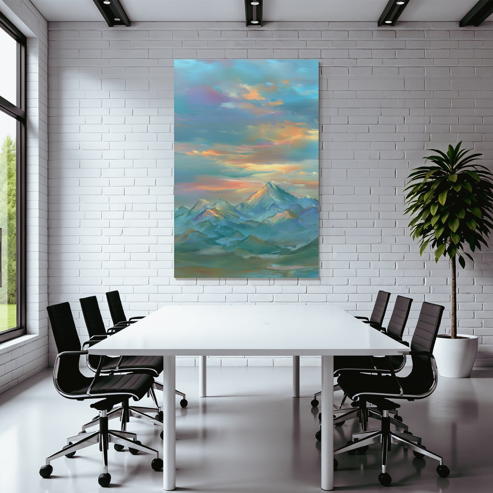 Friedliche Landschaft Mit Bergen Unter Farbenfrohem Himmel