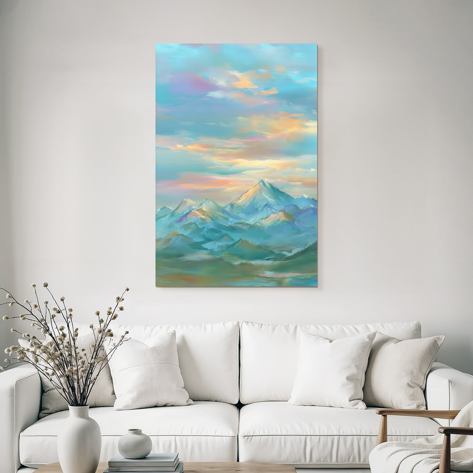 Friedliche Landschaft Mit Bergen Unter Farbenfrohem Himmel