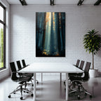Friedlicher Wald Mit Lichtstrahlen Illustration