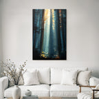 Friedlicher Wald Mit Lichtstrahlen Illustration