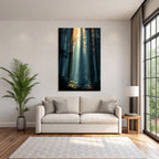 Friedlicher Wald Mit Lichtstrahlen Illustration
