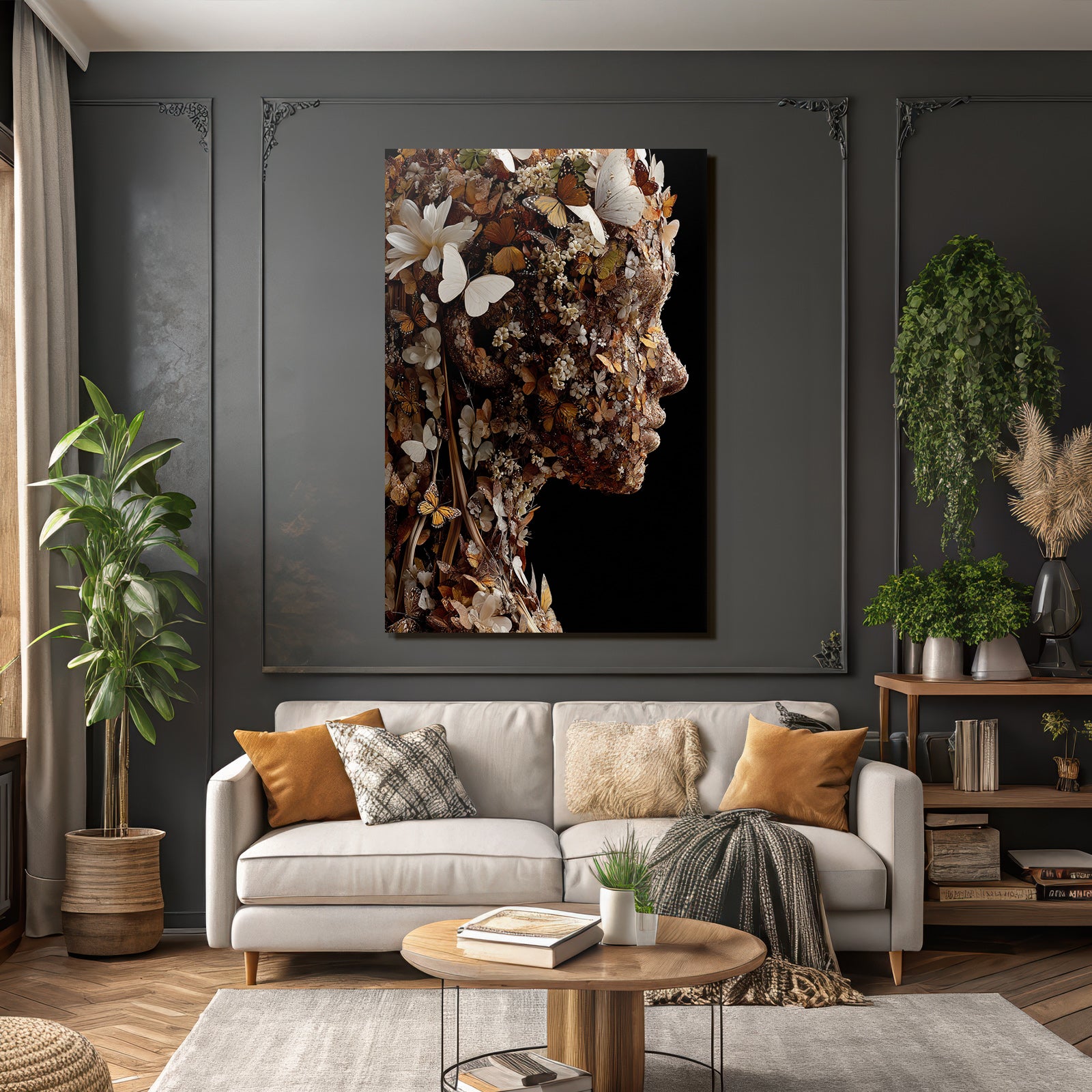 Humanfigur Mit Blumen Und Schmetterlingen Organische Schoenheit