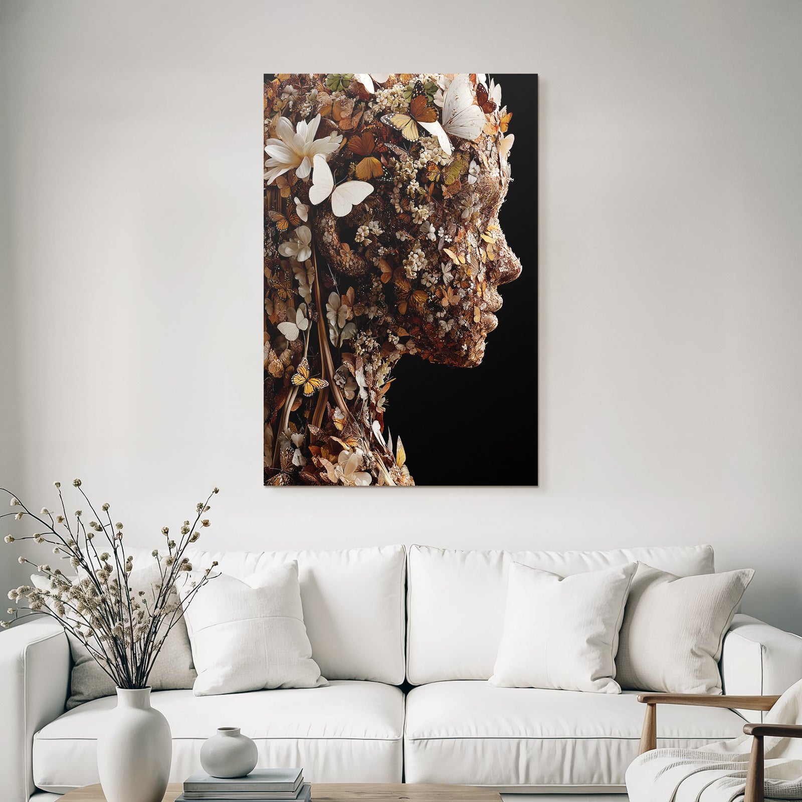 Humanfigur Mit Blumen Und Schmetterlingen Organische Schoenheit