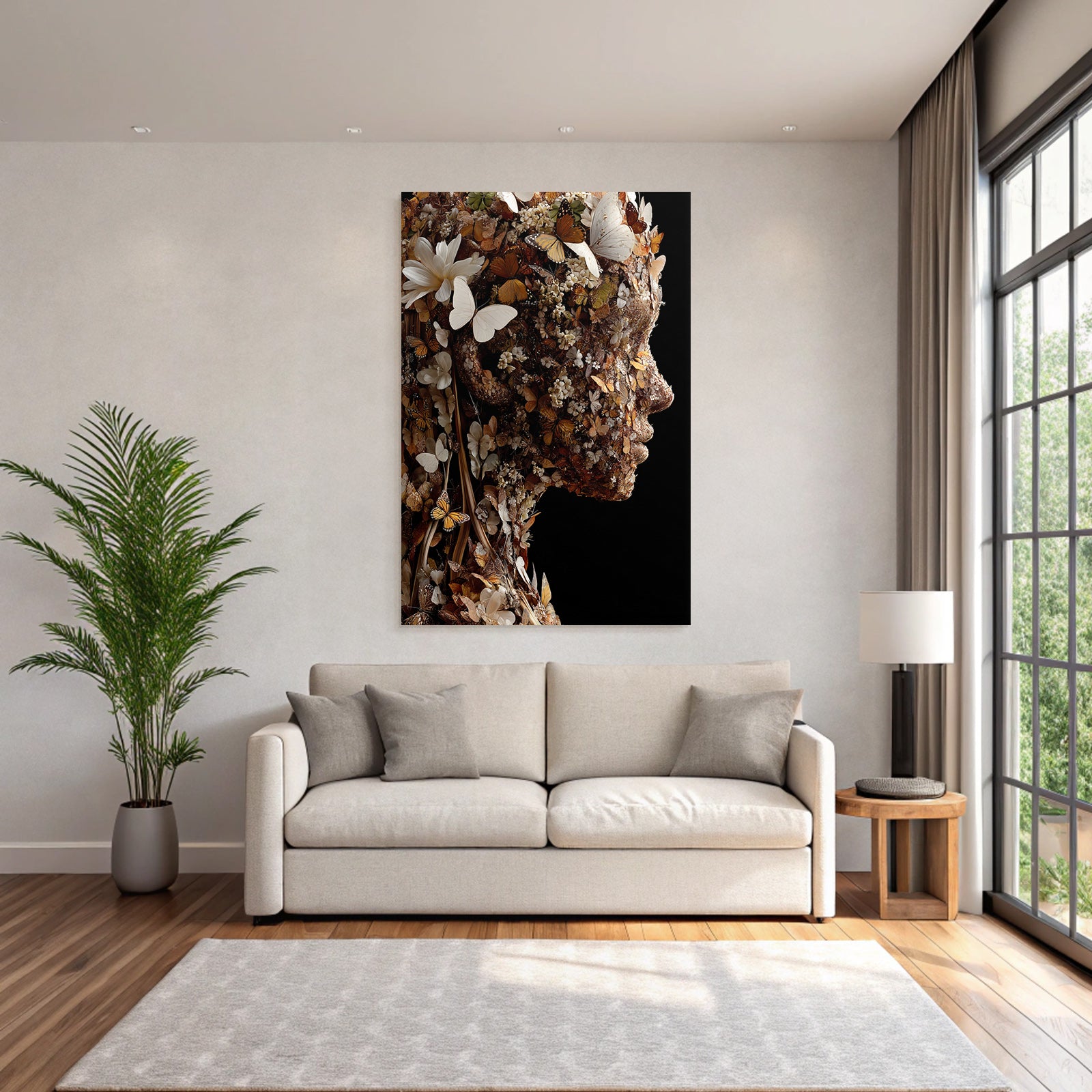 Humanfigur Mit Blumen Und Schmetterlingen Organische Schoenheit