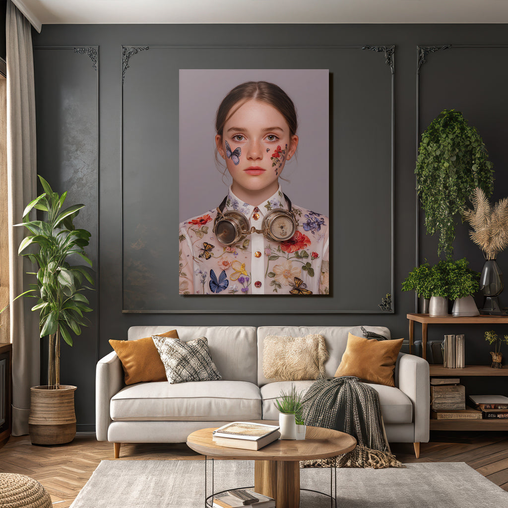 Junge Mit Blumenmuster Hemd Und Butterfly Tattos Goggles