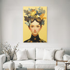 Junge Mit Butterfly Und Blumen Im Hair Mv Styles Uniform Gelb Hintergrund