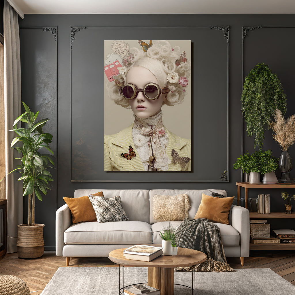 Junges Maedchen Mit Mode Und Dekorativen Elementen Vintage Stil