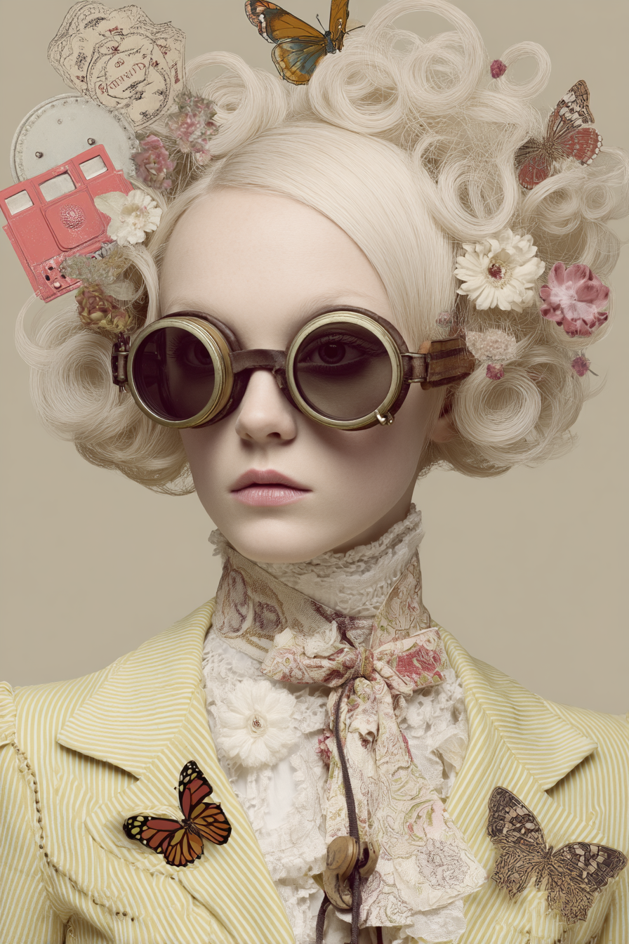 Junges Maedchen Mit Mode Und Dekorativen Elementen Vintage Stil | Digital Art | Kunstgattungen