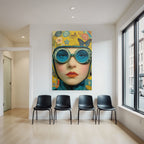 Kuenstlerische Darstellung Von Einer Person Mit Goggles Und Blumen Und Schmetterlingen