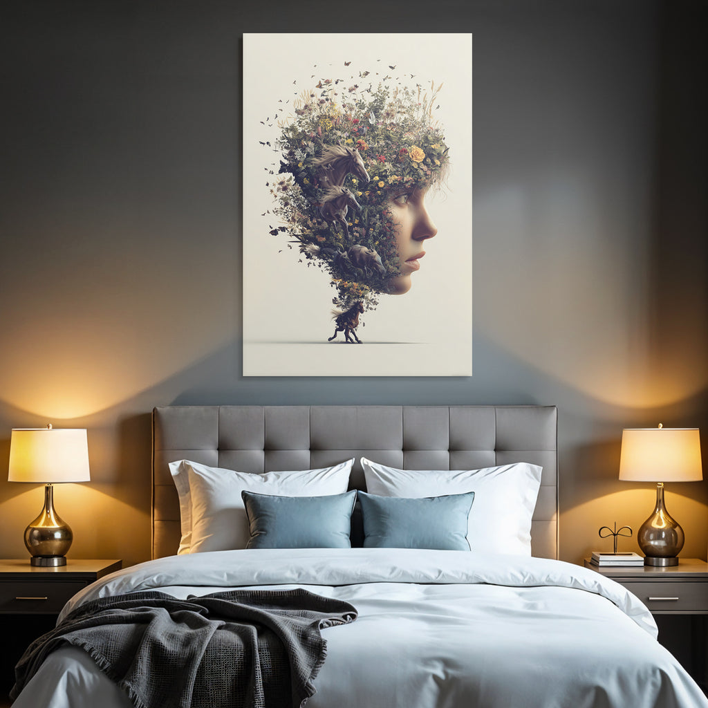Mensch Natur Blumen Pferde Surreal Kunst Vibrant