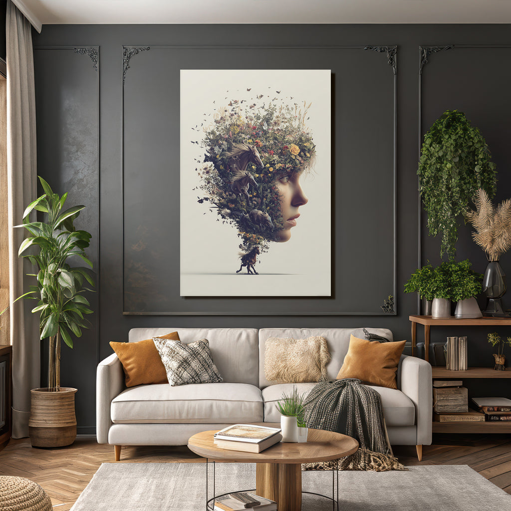 Mensch Natur Blumen Pferde Surreal Kunst Vibrant