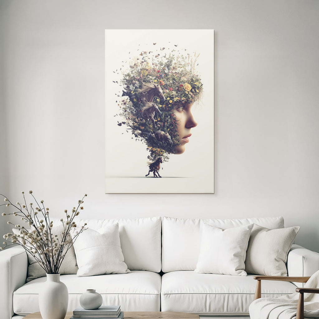 Mensch Natur Blumen Pferde Surreal Kunst Vibrant