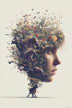 Mensch Natur Blumen Pferde Surreal Kunst Vibrant | Digital Art | Kunstgattungen