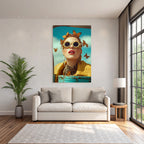 Fashion Portrait Woman With Sunglasses Butterfly Accessories Blue Sky