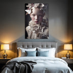 Nahe Portrait High Fashion Blumen Und Schmetterlinge Traeumende Aesthetik