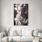 Nahe Portrait High Fashion Blumen Und Schmetterlinge Traeumende Aesthetik