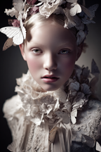 Nahe Portrait High Fashion Blumen Und Schmetterlinge Traeumende Aesthetik | Digital Art | Kunstgattungen
