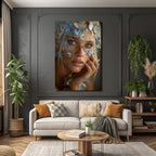 Naheaufnahme Portrait Mit Flmettern Und Blauen Blumen Natur Aesthetik