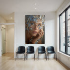 Naheaufnahme Portrait Mit Flmettern Und Blauen Blumen Natur Aesthetik