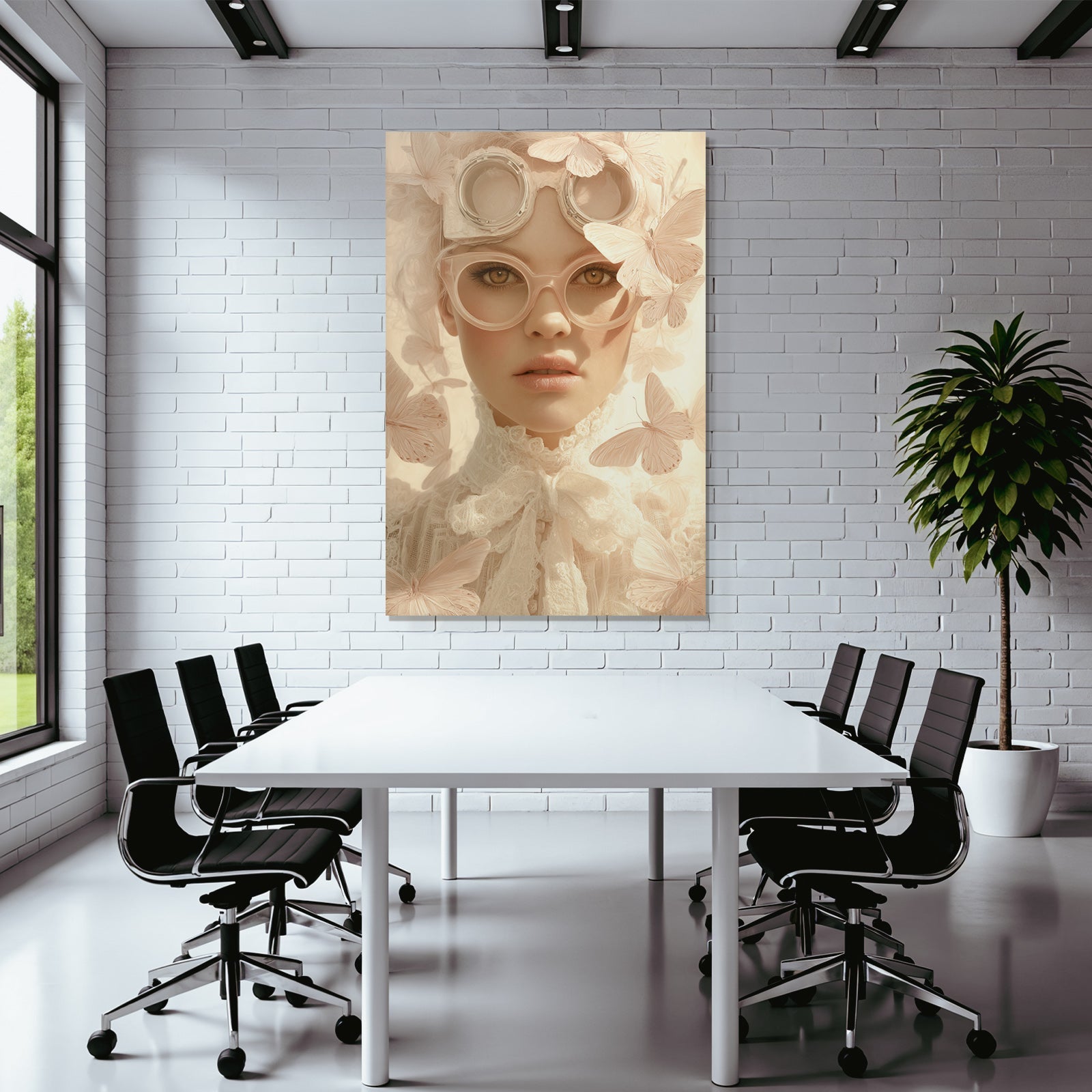 Person Mit Zarter Kunst Aesthetik Flora Butterflies Vintage Fantasy Stil