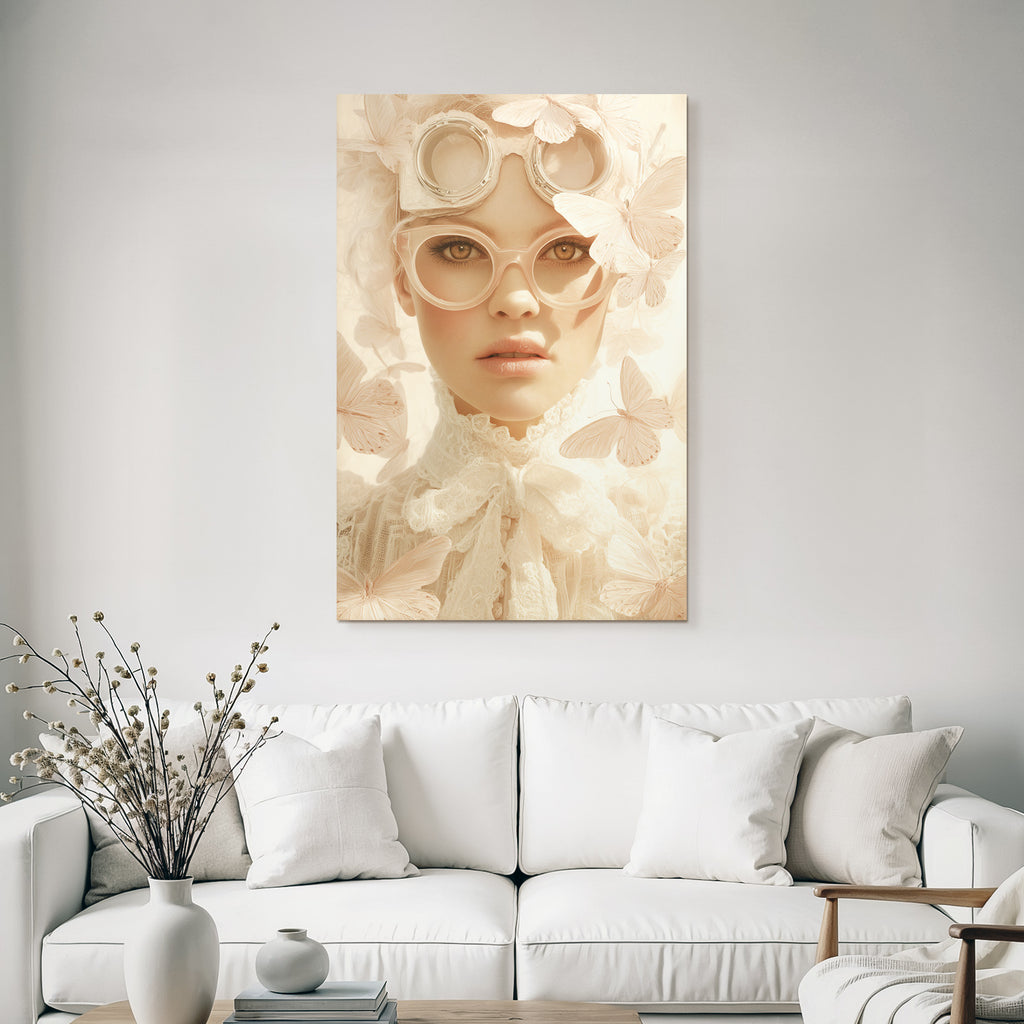 Person Mit Zarter Kunst Aesthetik Flora Butterflies Vintage Fantasy Stil