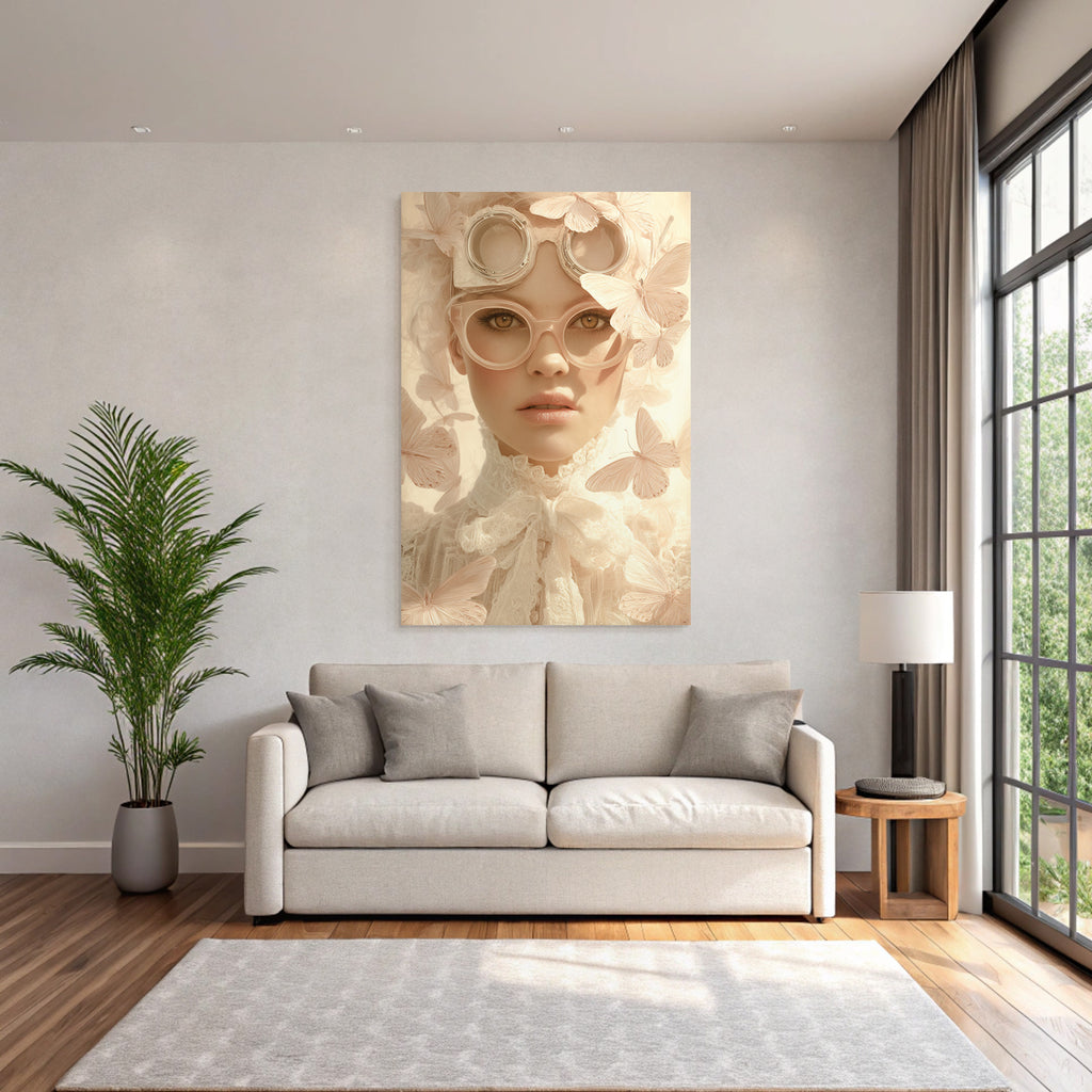 Person Mit Zarter Kunst Aesthetik Flora Butterflies Vintage Fantasy Stil