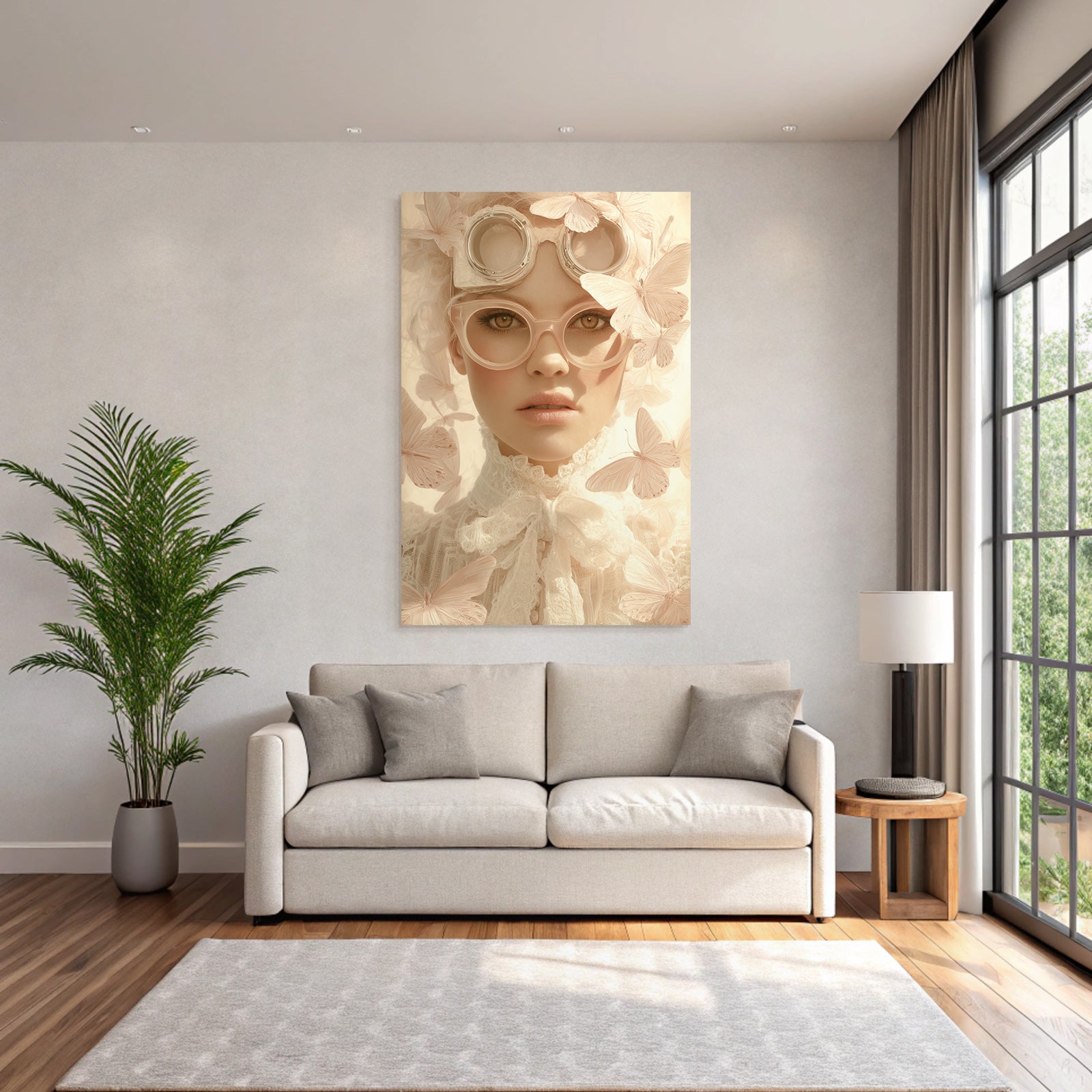 Person Mit Zarter Kunst Aesthetik Flora Butterflies Vintage Fantasy Stil