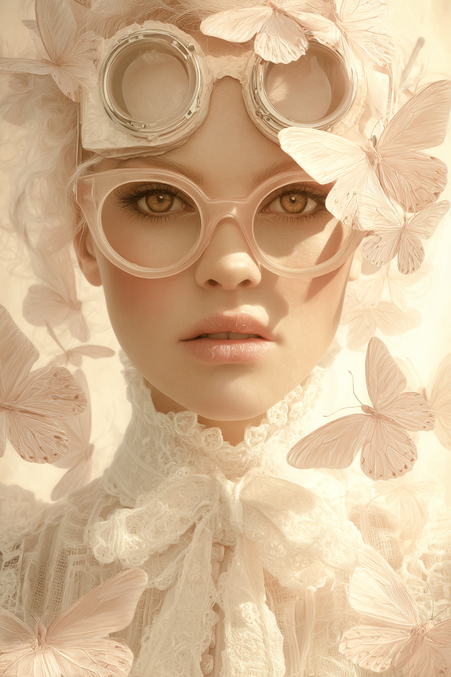 Person Mit Zarter Kunst Aesthetik Flora Butterflies Vintage Fantasy Stil | Digital Art | Kunstgattungen