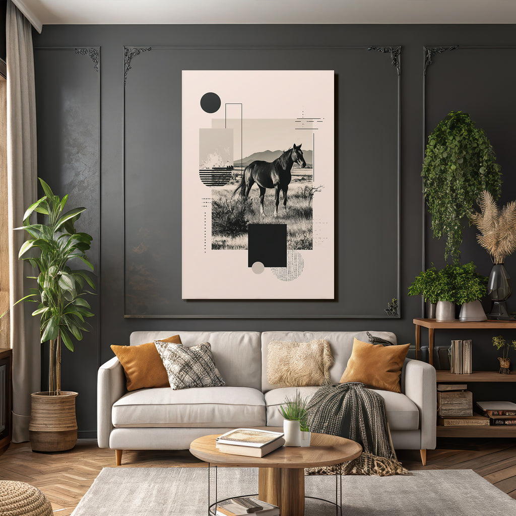 Pferd In Natur Mit Geometrischen Formen Minimalistische Farben
