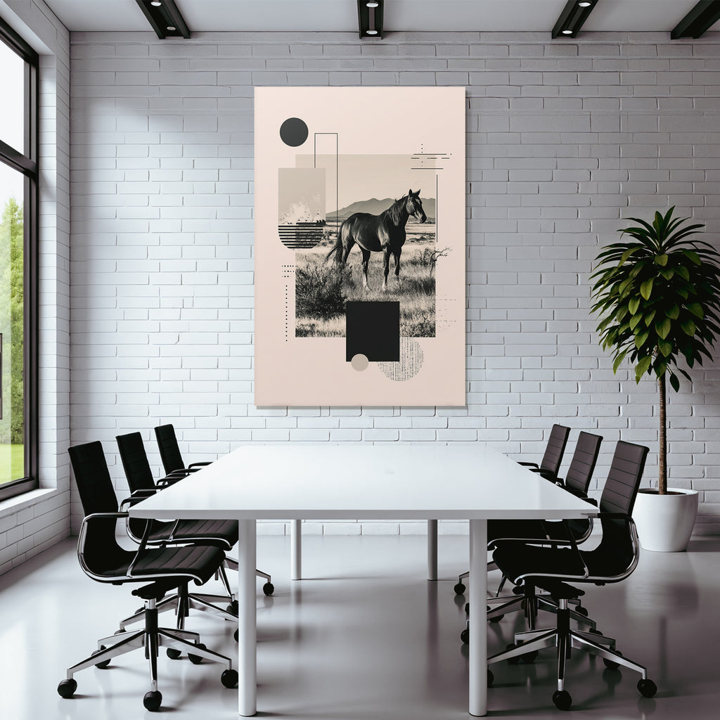 Pferd In Natur Mit Geometrischen Formen Minimalistische Farben
