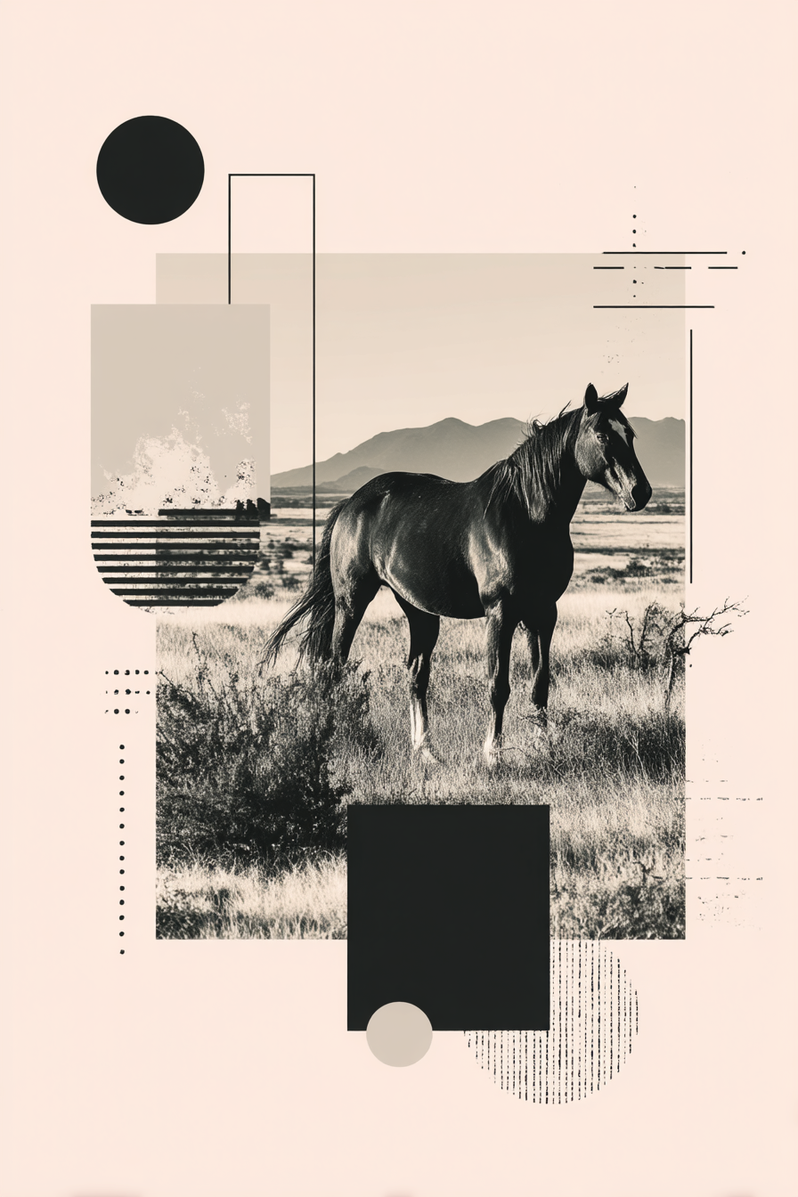 Pferd In Natur Mit Geometrischen Formen Minimalistische Farben | Digital Art | Kunstgattungen