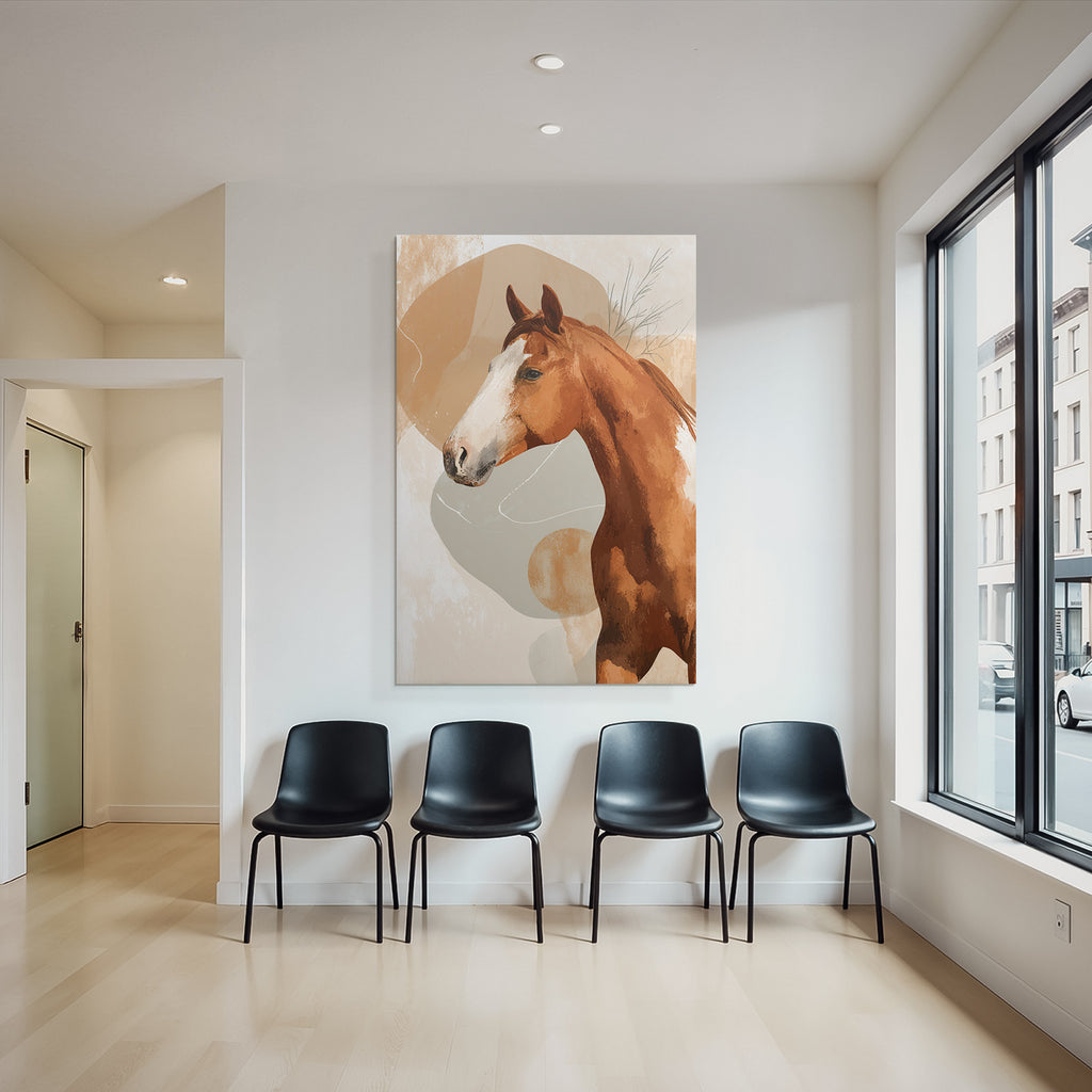 Pferd Modernes Kunstwerk Braune Farbpalette Abstrakte Texteuren