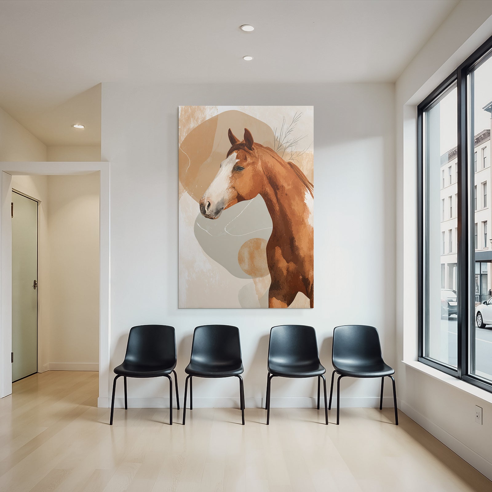 Pferd Modernes Kunstwerk Braune Farbpalette Abstrakte Texteuren