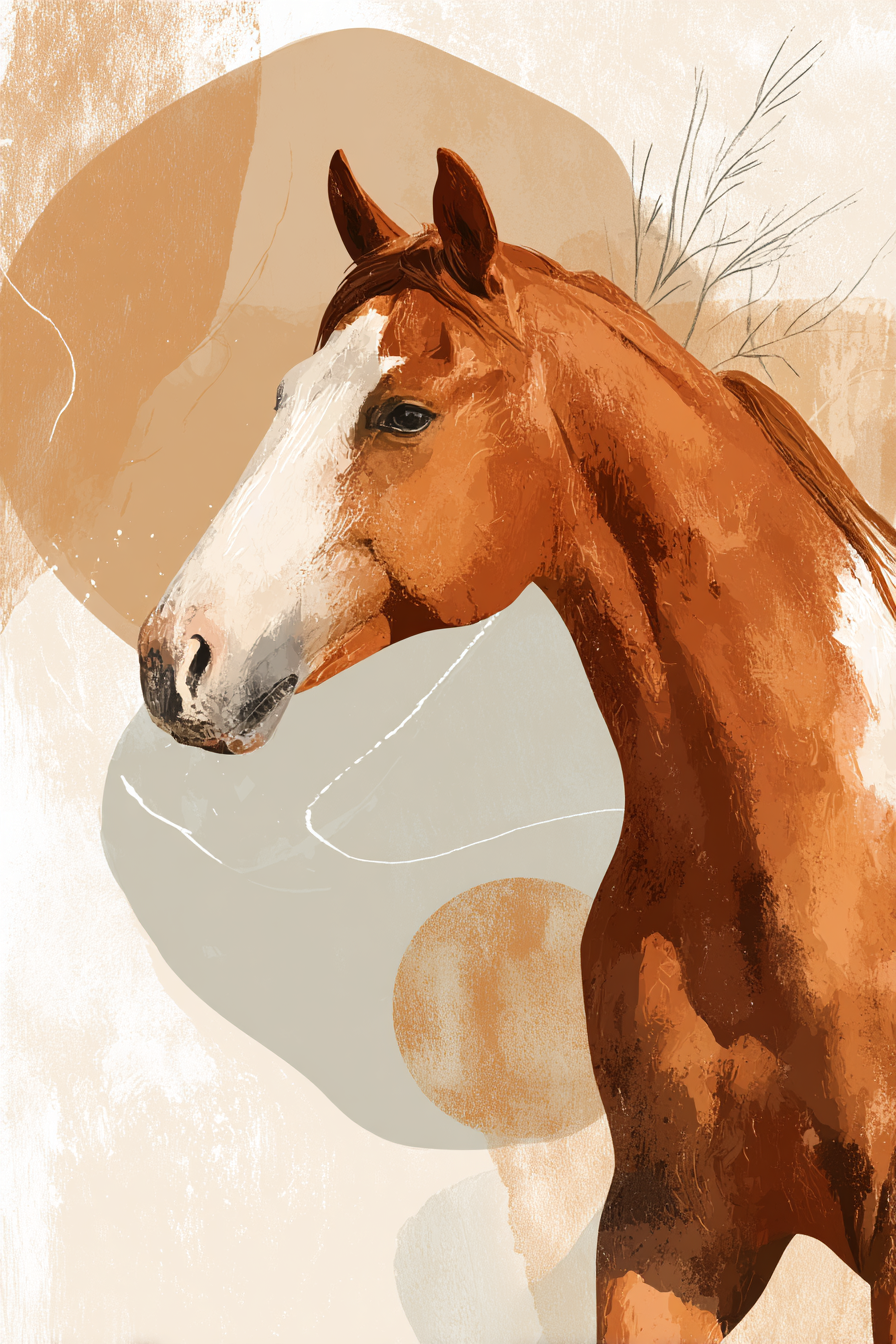 Pferd Modernes Kunstwerk Braune Farbpalette Abstrakte Texteuren | Digital Art | Kunstgattungen