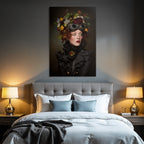 Portrait with headdress butterflies and flower elements fantasy steampunk style