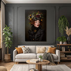 Portrait with headdress butterflies and flower elements fantasy steampunk style