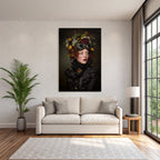 Portrait with headdress butterflies and flower elements fantasy steampunk style