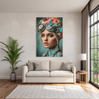 Steampunk Portrait Mit Blumen Und Butterflies Vintage Goggles