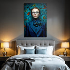 Stilisiertes Portrait Der Person Mit Blauem Anzug Und Butterflies
