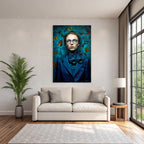 Stilisiertes Portrait Der Person Mit Blauem Anzug Und Butterflies