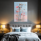 Stylisierte Figura Mit Kamera Umgeben Von Blumen Butterflies Und Flamingos