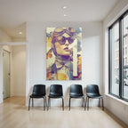 Stylisierte Portarit Mit Brille Schal Blumen Elementen Und Butterfliessen