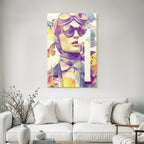 Stylisierte Portarit Mit Brille Schal Blumen Elementen Und Butterfliessen