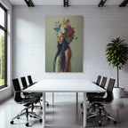 Stylisierte Portrait Mit Blumen Und Butterfly Haube