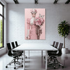 Stylisierte Steampunk Charakter Vintage Rosa Kleid Blumen Bouquet Butterflies