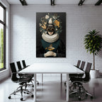 Stylized Portrait Figuren Mit Blumen Und Voegeln Rueschkragen Und Goggles
